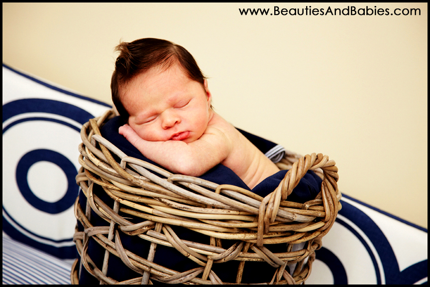 professional newborn baby sleeping in basket Los Angeles professional photographer
